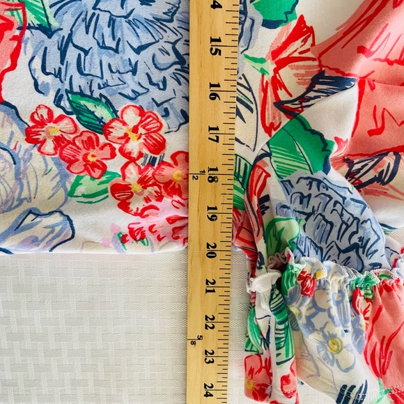 Kim Rogers Floral Dress - Bright Multicolor. Medium Ruffled Sleeve 100% Cotton - Picture 15 of 16